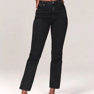 Abercrombie Ultra High Rise Ankle Straight Jeans in Black